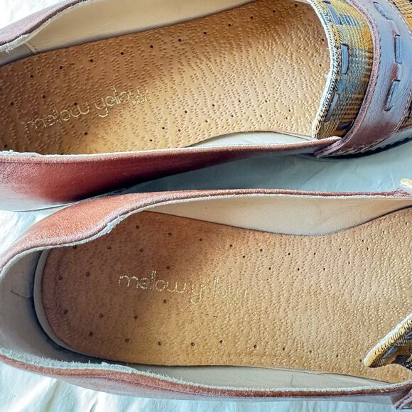 Mellow Yellow Paris Tartan Plaid Yellow and Brown Loafers Size EU 38 US 7 - 7.5 - Picture 7 of 12